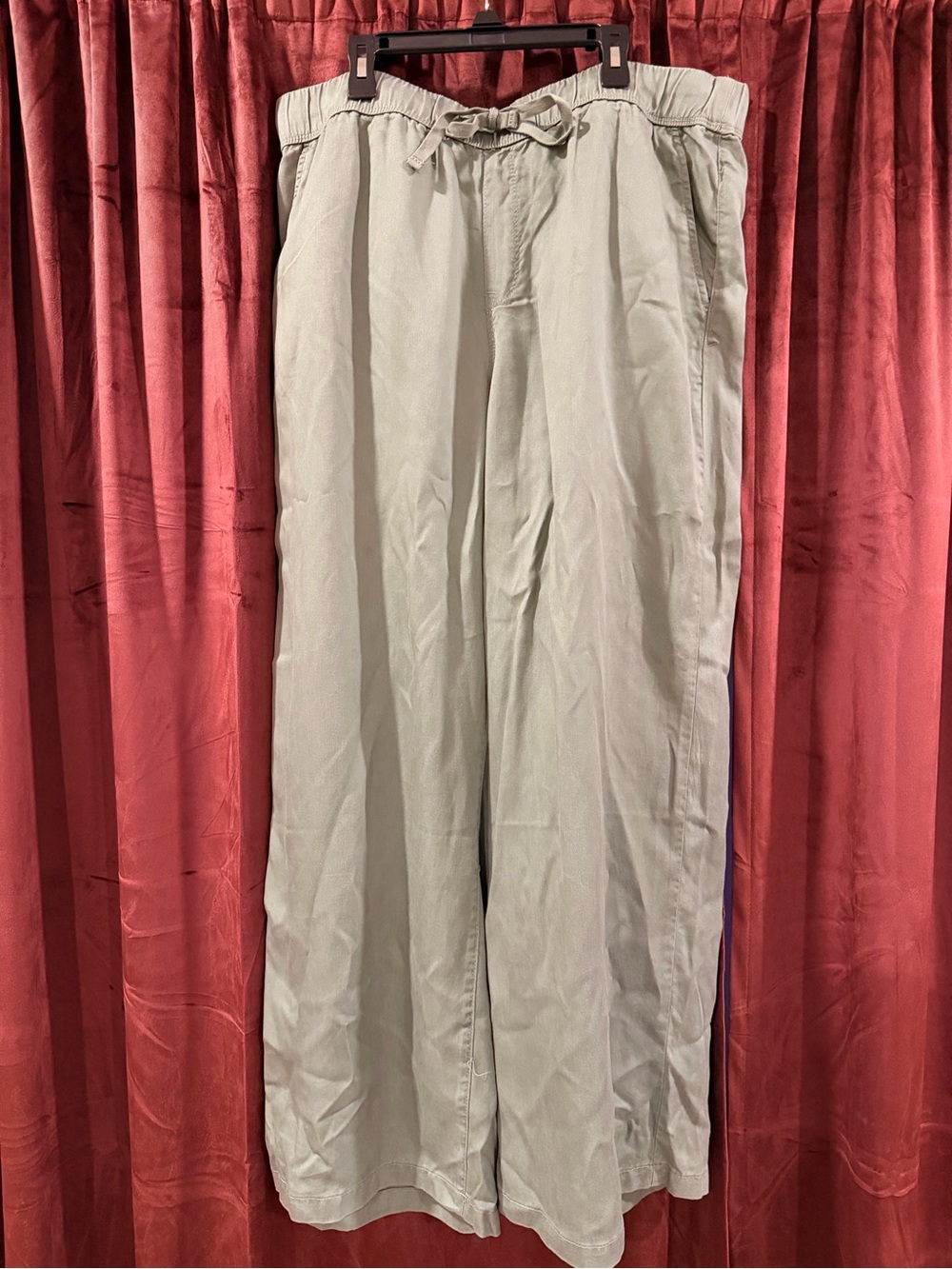 Nine West Sage Green Wide-Leg Drawstring Pants